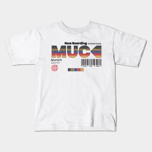 Vintage Munich MUC Airport Label Retro Travel Germany Kids T-Shirt